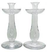 Mid Century Val Saint Lambert Crystal Candlesticks
