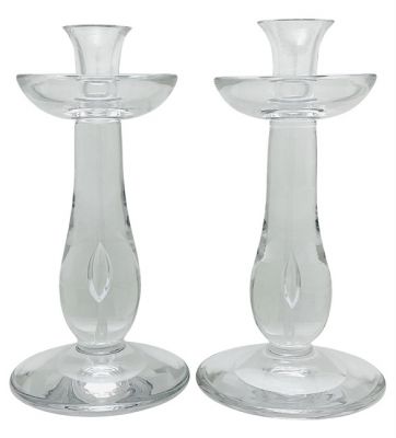 Mid Century Val Saint Lambert Crystal Candlesticks