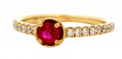 Modern .30ct Ruby and Diamond Engagement 18kt Ring