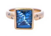 Modern 5.24ct Blue Topaz 14kt Ring