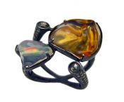 Modern Artsy Opal and Diamond 18kt Ring