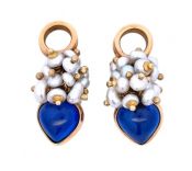 Modern Imitation Blue Sapphire and Pearl Earrings Enhancers