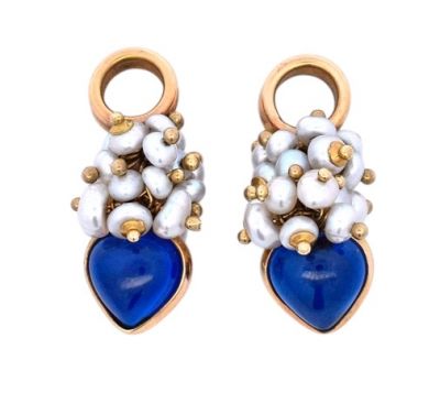 Modern Imitation Blue Sapphire and Pearl Earrings Enhancers