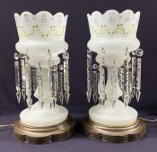 Monumental Bristol Glass Enamelled Lustres
