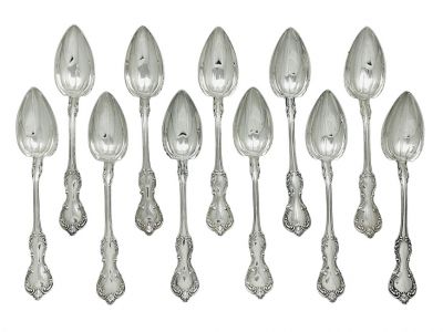 PW Ellis & Co. Sterling Silver Grapefruit Spoons, Set of 11, circa 1908