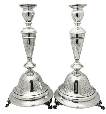 Polish 800 Fine Silver Sabbath Sticks, circa 1880-1910