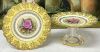Rare Yellow Ground Paragon Cabbage Rose Dessert Set, Signed A.J. Plant