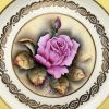 Rare Yellow Ground Paragon Cabbage Rose Dessert Set, Signed A.J. Plant