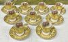 Rare Yellow Ground Paragon Cabbage Rose Dessert Set, Signed A.J. Plant