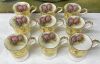 Rare Yellow Ground Paragon Cabbage Rose Dessert Set, Signed A.J. Plant