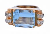 Retro 15.68ct Aquamarine 14kt Ring