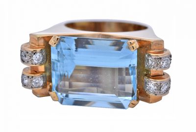 Retro 15.68ct Aquamarine 14kt Ring