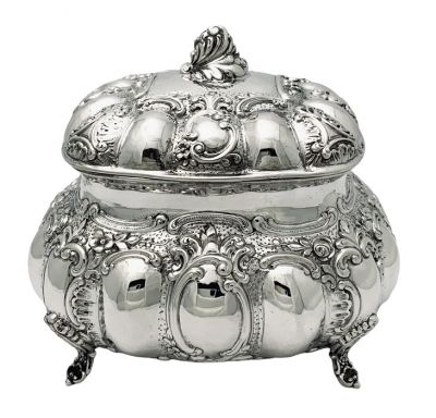 Rococo Inspired 830 Fine Silver Norwegian Sugar Box