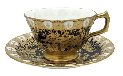Royal Crown Derby Paradise Cobalt Blue Teacup & Saucer, Pattern A1290