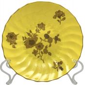 Royal Crown Derby Yellow Ground Biscuit Dish Dated 1885