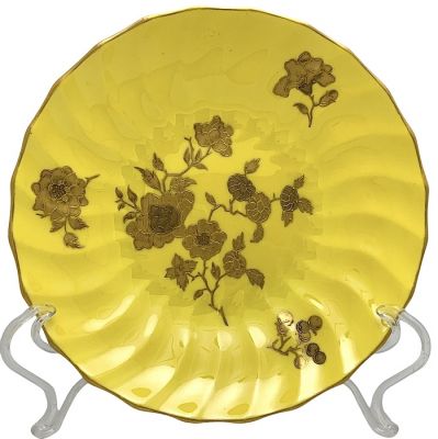 Royal Crown Derby Yellow Ground Biscuit Dish Dated 1885