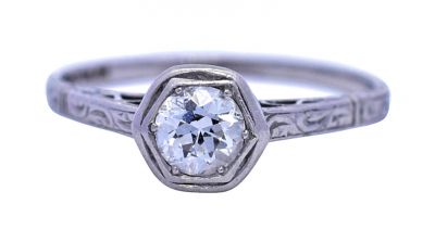 Ryrie Art Deco .34ct Diamond Platinum Ring