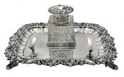 Sheffield Plate Inkwell & Stand