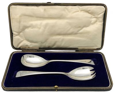 Sheffield Sterling Silver Salad Servers, Dated 1924