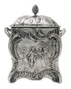 Simon Rosenau Hanau 930 Fine Silver Tea Caddy, English Import Marks 1899