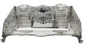 Sterling Silver Double Inkwell Stand, Sheffield 1919