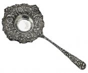 Stieff Rose Repousse Sterling Silver Tea Strainer