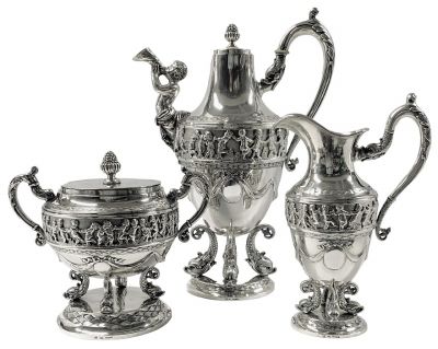 Triton Motif 930 Fine Silver Coffee Set, made by Kremos