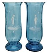 Victorian Aqua Blue Mary Gregory Vases