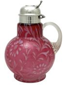 Victorian Cranberry Glass Syrup Jug