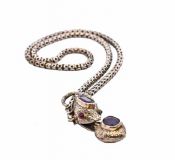 Victorian Garnet Serpent and Heart 9kt Necklace