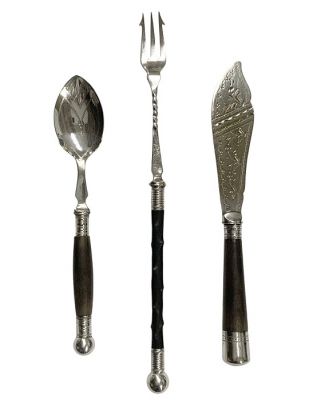 Victorian Silver Plate & Wood Serving Pieces