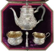 Victorian Sterling Silver Bachelor Tea Set, Josiah Williams & Co., London 1897-99