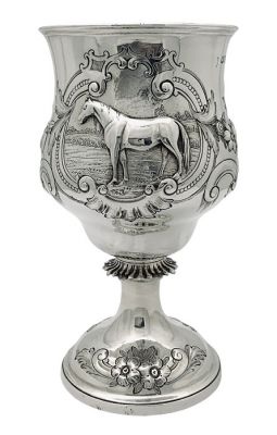 Victorian Sterling Silver Figural Horse Goblet, London 1863