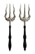 Victorian Sterling Silver & Ebony Bread Forks