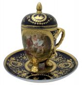 Vienna Porcelain Chocolate Cup, Cover & Saucer