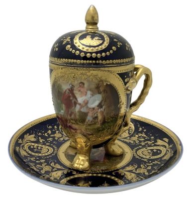 Vienna Porcelain Chocolate Cup, Cover & Saucer