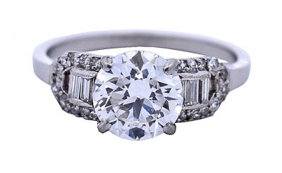 Vintage 1.27ct Diamond Platinum Ring