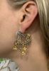 Vintage .16ct Diamond 18kt and Silver Floral Earrings