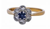 Vintage .23ct Sapphire and Diamond 18kt Ring