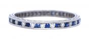 Vintage .32ct Sapphire and .29ct Diamond Platinum Band
