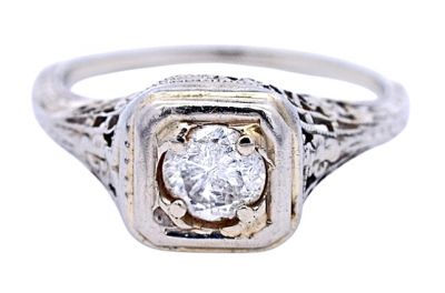 Vintage .43ct Diamond 18kt Ring