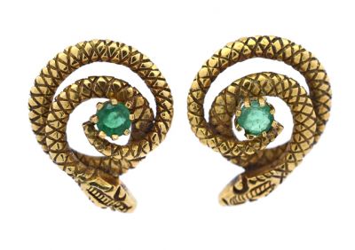 Vintage .43cts Emerald Snake 18kt Earring