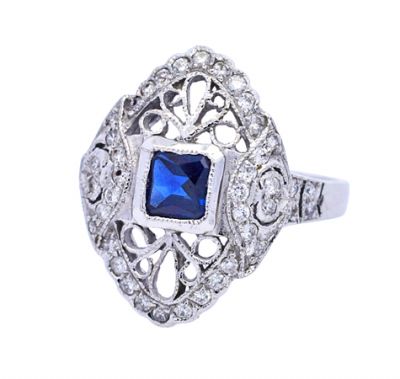 Vintage .53ct Blue Sapphire 18kt Ring