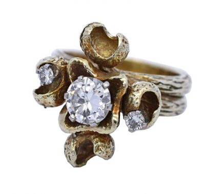 Vintage Mid-Century Modern .66ct Diamond 18kt Ring