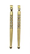Vintage 0.20cts. Diamonds Drumsticks 14kt. Pendants