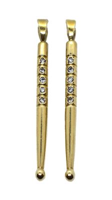 Vintage 0.20cts. Diamonds Drumsticks 14kt. Pendants