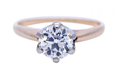 Vintage 1.12ct Diamond 14kt and Platinum Ring