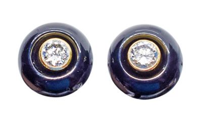 Vintage 1.25ct. Diamond Earstuds with Onyx Jacket 14kt. Earrings