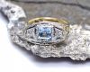 Art Deco 1.29ct. Aquamarine and Diamond 14kt. Ring