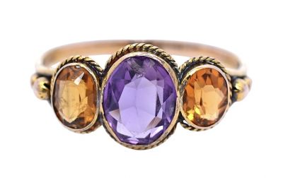 Vintage 1.40ct Amethyst and Citrine 14kt Ring
